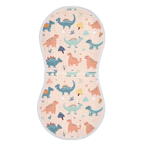 xigua Cartoon Dinosaur Baby Burp Cloths for Newborn Boys and Girls 4 Pack, Soft & Absorbent Cotton Baby Burp Cloth, Baby Washcloths, Newborn Towel, Burp Rags