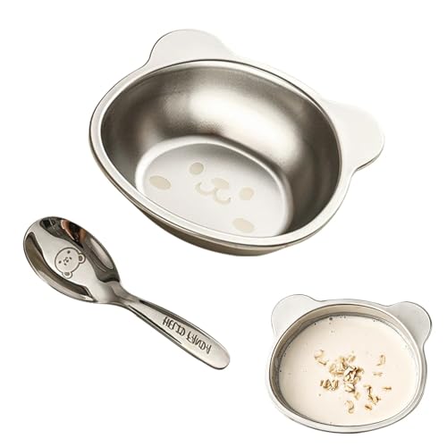 Tewzafiya Cuencos de acero inoxidable para niños, juego de vajilla de acero inoxidable para niños | Tazones de arroz para niños 450 ml | Platos de metal para niños, platos de camping Tewzafiya Cuencos de acero inoxidable para niños, juego de vajilla de acero inoxidable para niños | Tazones de arroz para niños 450 ml | Platos de metal para niños, platos de camping
