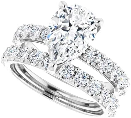 3 CT Moissanite Ring set Pear Moissanite Engagement Ring & Wedding Bridal Ring set In 10k 14k 18k Gold & 925 Sterling Silver Proposal/Anniversary/Promise Ring set for Women