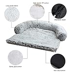 Calming-Dog-Bed-Fluffy-Plush-Dog-Mat-for-Furniture-Protector-with-Removable-Washable-Cover-for-Large-Medium-Small-Dogs-and-Cats-Large45x37x6-Light-Grey