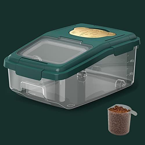 Bnosdm Airtight Cat Food Storage Container 8 Lb Pet Dog Foods Storage Bins With Wheel Transparent Plastic Bulk Dry Feed Dispenser Measuring Cup, Seal Locking Lid Rice Cereal Flour #TOP15