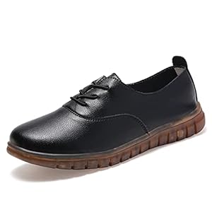 Qshzzz Platte hak rijden schoenen for vrouwen lederen lace-up gevoerd optie 3-oog flexibel niet lichtgewicht buiten slip…