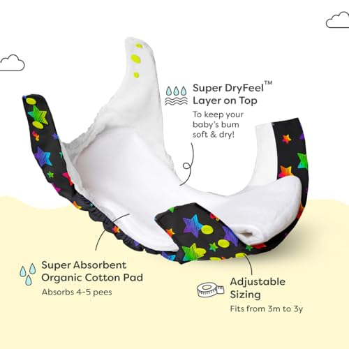 Image of SuperBottoms NEW UNO Freesize Cloth Diaper | Cloth diaper for babies 3M to 3Y | Washable & Reusable cloth diaper | Comes with cloth diaper insert | 1 Diaper and 1 Organic cotton Soaker