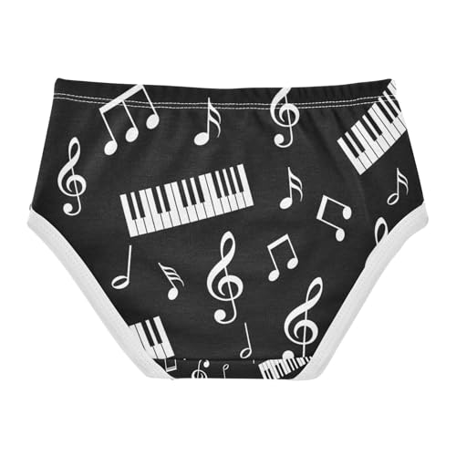 White Musical Notes Black Toddler Underwear Girls, Cotton Girls Underwear, 2T–8 Years2