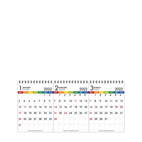 エトランジェディコスタリカ 2022年 カレンダー 卓上 3か月 A6x3 カラーバー 0102-CLT-3-01