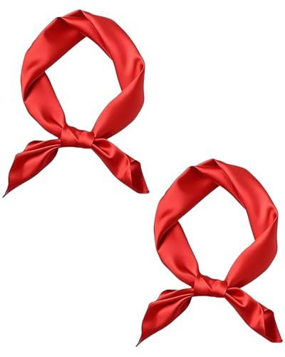 Thapncow 2 Foulards Rouges, Foulard Carré Femme, Bandana Rouge Élégant et Polyvalent, 50x50 cm, Accessoire Mode Toute Saison.