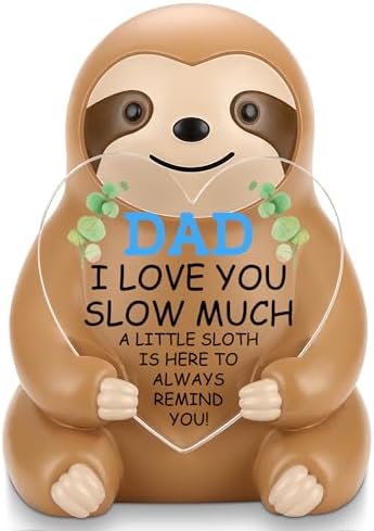to My Dad Sloth Statue with Heart Acrylic Plaque, Cute Resin Figu...