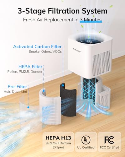Ambersky Air Purifier for Home, True HEPA Filter for Large Room Up To 2500 Sq Ft, Sleep Mo - image 6
