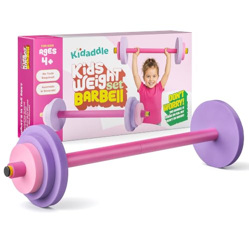 Modern Innovations Kids Barbell Weight Set Toy Workout Equipment Kid Weights for Exercise Toddler Fun & Fitness (Pink & Purple)