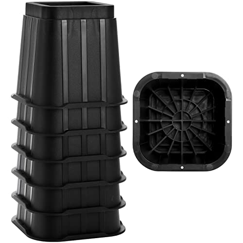Coloch 6 Pack 5 Inch Bed Furniture Risers, Black Heavy Duty Furniture Frame Lift Square Bed Leg Elevator For Bed, Couch, Desk, Chair, Sofa, Table, Support Up To 3000 Lbs #TOP4