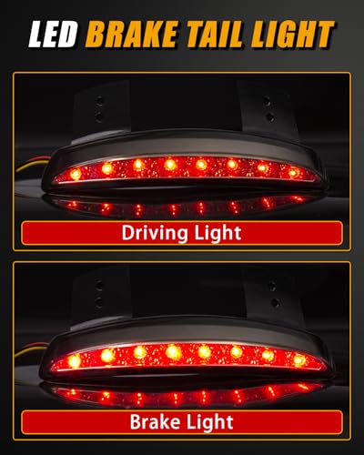 KICRY Motorcycle Chopped Rear Fender Edge LED Brake Tail Light Stop Running Light Fit for Sportster XL883N 1200N XL1200V XL1200X (Smoke Lens) - Thumbnail 2