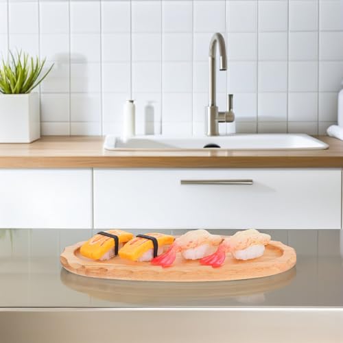 Plato ovalado de madera estilo japonés para sushi miniatura 5