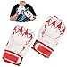 HERCHR Punch Bag Boxing Gloves, PU Leather Sports Half Mitts for Men Women, Martial Arts MMA Sparring Training, Taekwondo, Fighting, Grappling, Kickboxing, Muay Thai Wrist Support(White red)