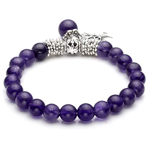 Jovivi Bundle - 2 Items Natural Raw Amethyst Geode Healng Crystals Stone Rock Crystal Cluster + 8Mm Purple Amethyst Natural Gemstone Tree Of Life Lucky Charm Stretch Bracelet #TOP6