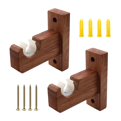 Crapyt 2 PCS Curtain Rod Holders Wood Curtain Rod Bracket Window Hardware Rod Holders for Room, Living Room, Office 4.72