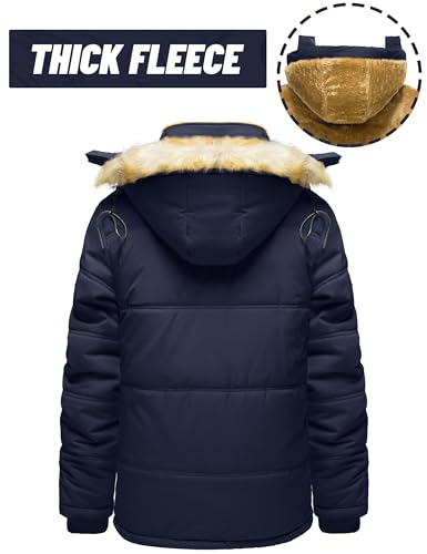 Image of TACVASEN Men's Standard Length Polyester Winter Jacket with Hood Water Repellent Windproof Thicken Parka Snow Ski Coat