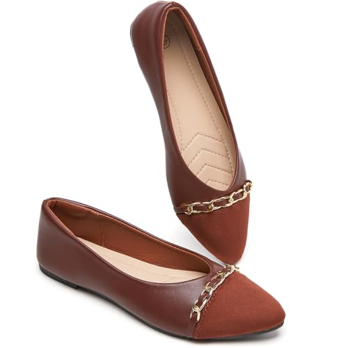 BABUDOG Women's Black Flats Shoes,White Dress Shoes for Women,Crimping Faux Suede Ballet Flats...