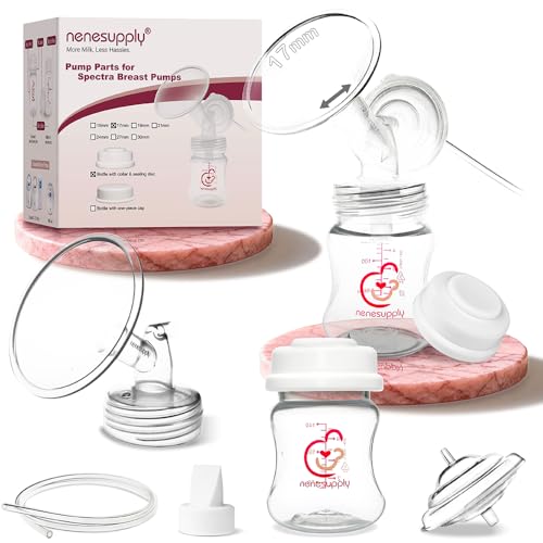 Image of Nenesupply Pump Parts Compatible with Spectra S2 S1 9 Plus Breast Pump to Replace Spectra Pump Parts S2 Accessories Flange 17mm Duckbill Valve Tubing Bottles Backflow Protector
