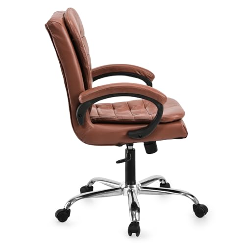 Image of GOYALSON Mesh Back Revolving Chair for Office Home Swivel Desk Chair with Comfortable Seating & Wheels (2, Brown, Standard)