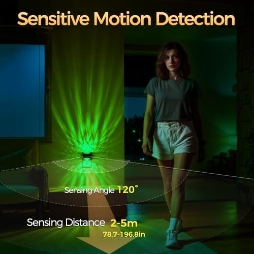 Image of Motion Sensor Night Light Projector, RGB Warm Nightlight Plug in | night lights plug into wall 9 color warm 3000K, dusk to dawn & motion sensor, 180 rotatatble, bedroom, nursery, home decor