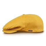 Sterkowski modell Swede | 100% Naturleinen Schiebermütze für Herren und Frauen | Cabrio Sommer Flatcap Irische Retro Newsboy Hut Outdoor-Hut Gastby Klassische Golf Leichte Gelb 58