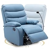 hzlagm Swivel Rocker Recliner Chairs, Manual Rocking Recliner Chair with Microfiber Technology Fabri