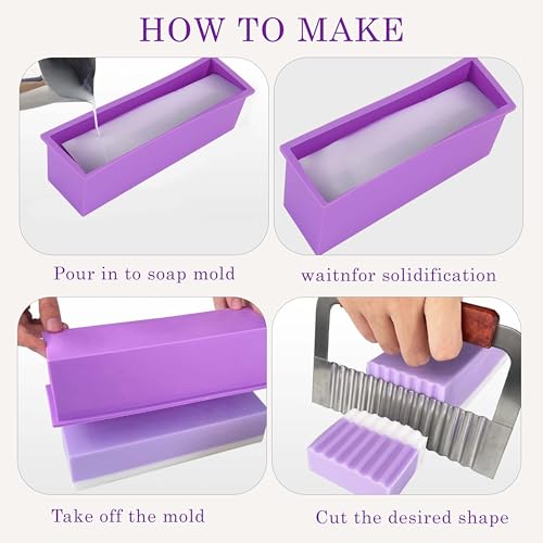Image of MoldBerry Silicone Loaf Soap Mold | Rectangle Soap Making Mould for Cold Process & Melt and Pour Soap | Flexible, Non-Stick, Heat-Resistant Silicone Soap Mould for Homemade Craft Soaps - Pack of 1
