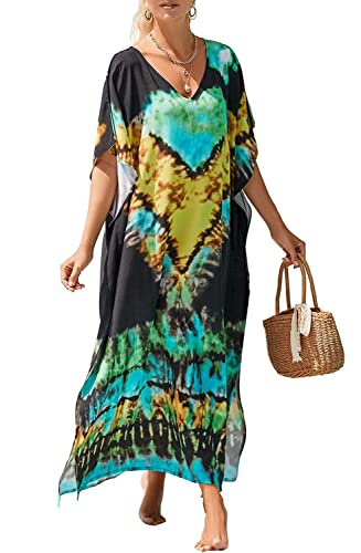 Orshoy Damen Strandkleid Bohemian Kaftan Langes Loungewear Lose Baumwolle...