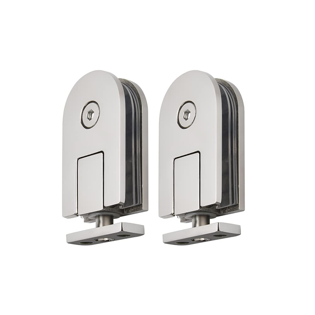 Glass Door Hinges,Frameless360 Degrees Pivot Hinge Bathroom Door Clamps 304 Stainless Steel Shower Accessories(Silver Bright,Single clamp)