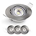Emos Exclusive ultraflache LED Einbaustrahler 50° schwenkbar, Set mit 3 Stück Spots rund, 5W / 450lm / warmweiß 3000k, LED Modul Einbauleuchten (nickel/silber)