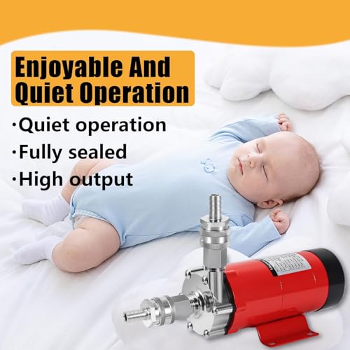 Image of Magnetic Beer Pump Wort Pump for Brewing, 304 Food Grade Stainless Steel Head Brew Pump Magnetic Drive Pump with Inline Switch, Beer Line Clamps & Quick Disconnect Set