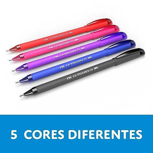 CIS Caneta Esferográfica Ultra Bold Ponta 1.0 mm, Estojo com 5 unidades
