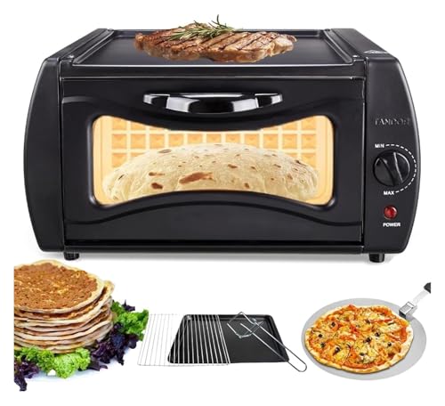 Electric Countertop Oven & Pizza Maker (Home Use) | Adjustable Temperature | Fits Chapati, Roti, Naan, Lahmacun, Manakish | Accessory Included