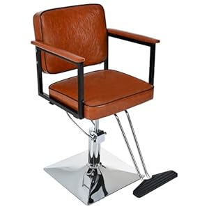 HomVent Classic Barber Chair,Styling Salon Chair with Hydraulic Pump Swivel Barber Chair,for Beauty Salon Spa Equipment (Brown)