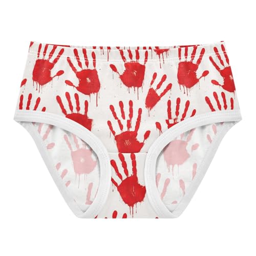 Joisal Girls Underwear Toddler 2t Cotton Panties for Girl Stylish Briefs Girls Undies Red Handprints White Print