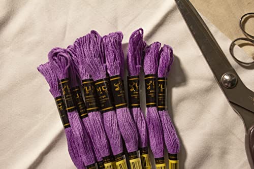 Image of 12 Pieces Violet 98 /3835 Premium Embroidery Thread Egyptian Cotton Skeins Cross Stitch Floss Oeko TEX Stranded Light Purple 98