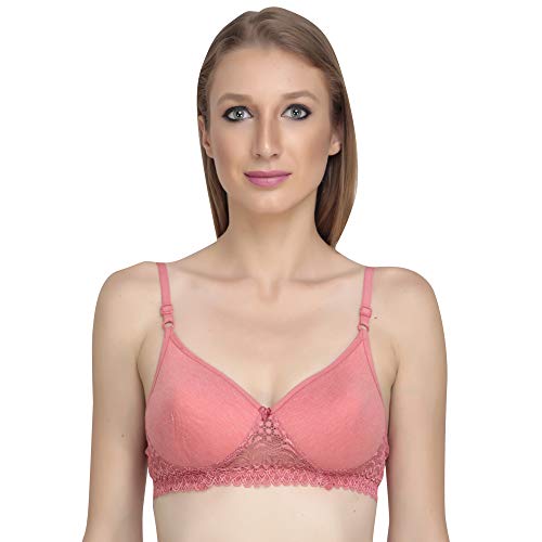 Image of Lace Padded Everyday Padded Bra for Women - Made of Pure Cotton Full Coverage Over Size Non Wired Pushup Soft Cup for T-Shirt Saree Dress Sports Garment for Daily Use Everyday