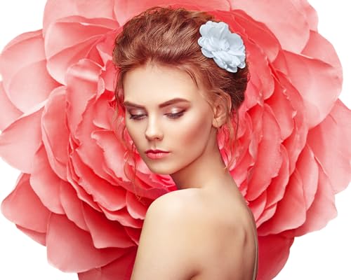 Image of Fabric Rose Flower Brooch Pin 4 Inch Large Handmade Satin Floral Lapel Pin for Women Girls Wedding Party Dance Dress Clothes Decoration