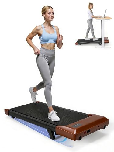 Superun Walking Pad mit Steigung 6% – Laufband für Zuhause max 6km/h & 12km/h mit App und Fernbedienung – Laufband Schreibtisch max 136 kg mit Multi-Runner-Rennen und Training Courses