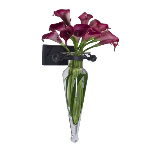 Danya B MC016 Decorative Wall Mount Amphora Glass Flower Vase on Iron Sconce