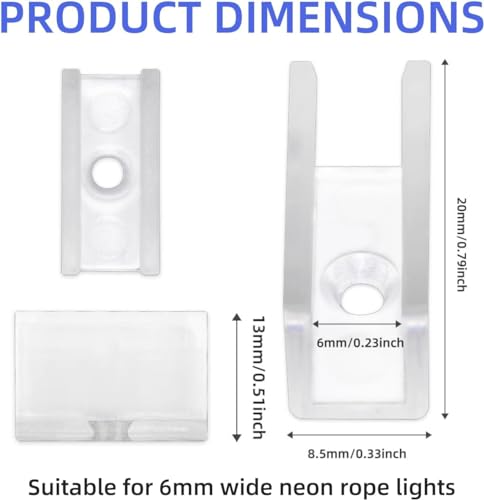 MMEEVT 100 Pieces Waterproof LED Light Strip Clips, Suitable for 5 mm to 6 mm neon LED Light Strip Clips Waterproof (White, 100PCS) - Image 2