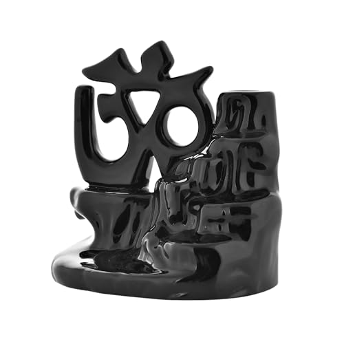Image of Ceramic Om Shape Backflow Smoke Fountain Incense Holder for Home Decor Gifts with 30 Smoke Cones by Craftam
