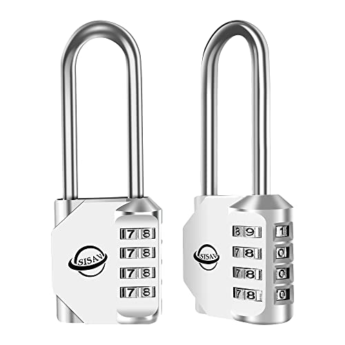 Image of Combination Lock 2.5 Inch Long Shackle 4 Digit Outdoor Combination Padlock for School Gym Locker,Sports Locker,Fence Gate,Gate,Hasps and Toolbox(Silver,2 Pack)