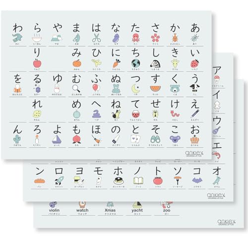 お風呂学習ポスターＡ３ ３枚セット カラー パステル調 あいうえお表 カタカナ表 アルファベット表 子供部屋インテリア プレゼント (パステル)