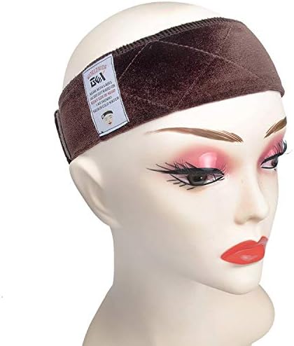 GEXWORLDWIDE GEX Wig Grip Band Flexible Velvet Scarf Head Hair Band Wig Band with Adjustable Fastern (Dark Brown)