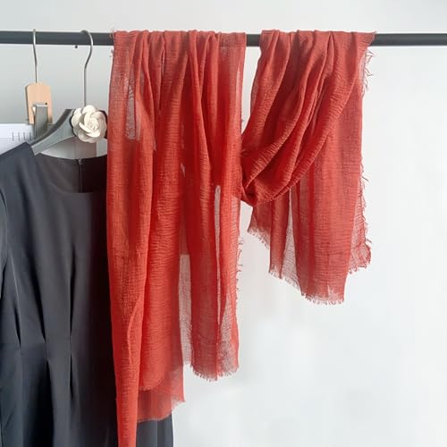Image of Crinkled PolyCotton Scarf for Women - 180 x 90 cm Stole for Women | PolyCotton Scarf for Summers, Head Cover for Women | Lightweight Scarf for Women | Women Accessory