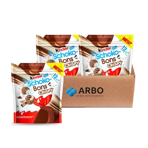 Kinder Schoko Bons Crispy 2er Pack à 67g Knusprige Schoko-Bons mit Milch- & Kakaocreme Waffelhülle & extra Crunch Viraler Schoko-Snack bekannt aus dem Dubai-Hype