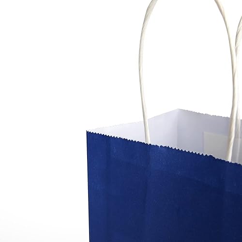 Miniatura 9 de Oikss Cada paquete de 50 bolsas de regalo de papel kraft de color azul y fucsia medianas con asas a granel