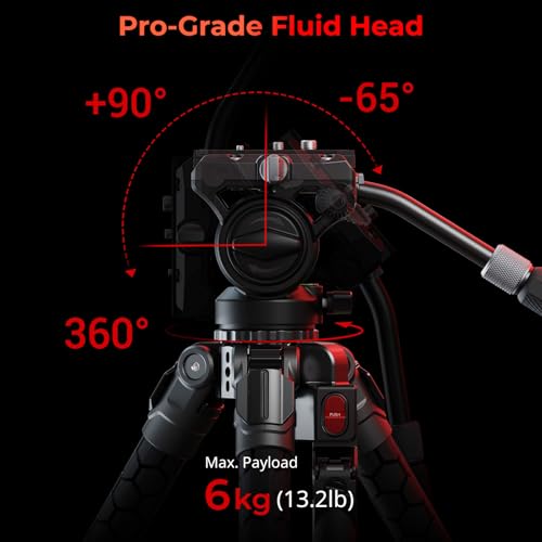 Image of SMALLRIG x Potato Jet TRIBEX SE Hydraulic Aluminum Camera Tripod, with Video Fluid Head, 6kg /13.2lb Load, Max Height 166cm, Professional Video Tripod for Interviews /Wedding /Landscape - 5305