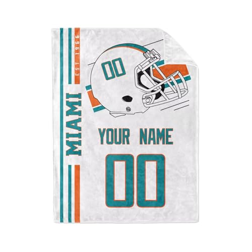 Image of Miami Throw Blanket Custom Name and Number Personalized Gifts for Men and Women